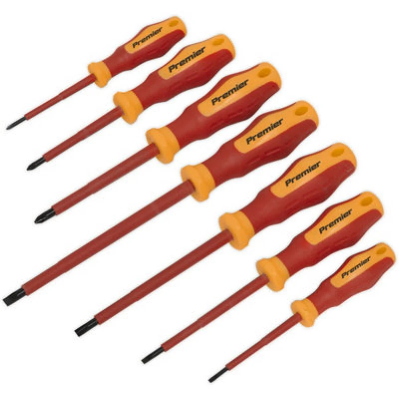Image of Loops 7 PACK VDE Screwdriver Set - 1000V AC Shock Proof Insulated Shafts Comfort Grip Multi