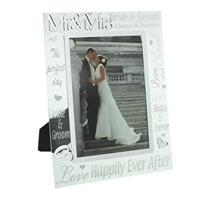 Image of 5" x 7" - Mirror Glass & Glitter Frame - Mr & Mrs