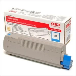Image of OKI 43381907 Cyan Laser Toner Ink Cartridge