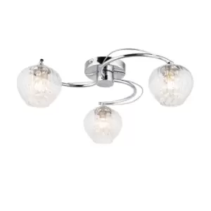 Image of Mesmer Multi Arm Glass Semi Flush Ceiling Lamp, Chrome Plate With Glass, Glass Beads