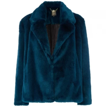 Image of Biba Teal faux fur jacket - Teal
