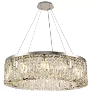 Image of Cylindrical 80cm Ceiling Pendant Chandelier, 12 Light E14, Polished Chrome, Crystal - Luminosa Lighting