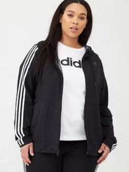 Image of adidas Plus 3s Knt Fz Hood - Black, Size 1X, Women