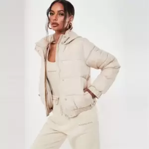 Image of Missguided Hooded Puffer Jacket - Neutral