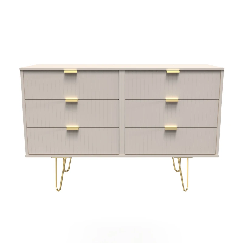 Image of Welcome Furniture Ready Assembled Linear 6 Drawer Chest In Kashmir Matt, Cream LIF015KMK
