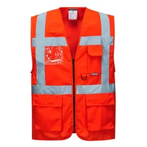 Image of Portwest Berlin Zip Front Class 2 Hi Vis Waistcoat Red L