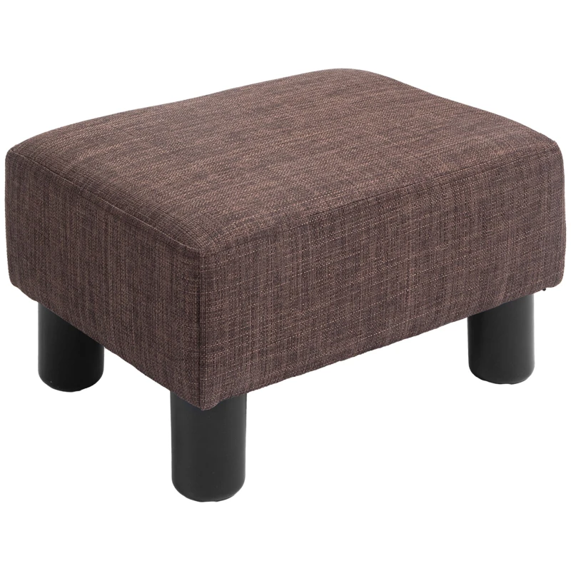 Image of HOMCOM Footstool Ottoman Footrest Linen Fabric Upholstery With Plastic Legs Brown 833-666V74BN