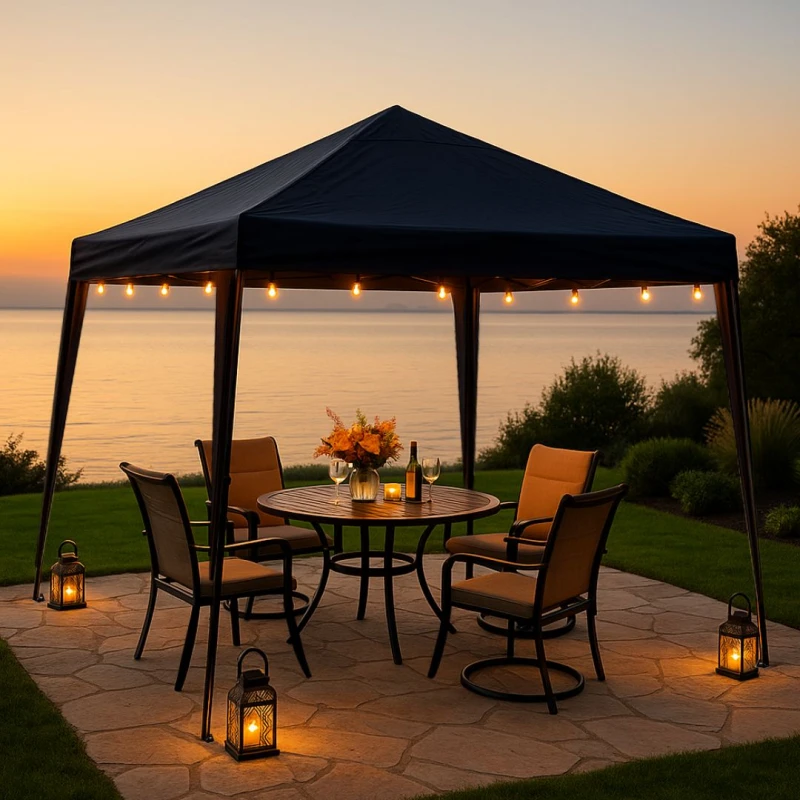 Image of Home Source Easy Up Garden Outdoor 3M Gazebo Black