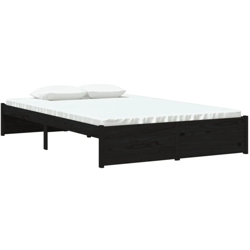 Image of VIDAXL Bed Frame without Mattress Black Solid Wood 120x190cm Small Double Vidaxl 8720286998687
