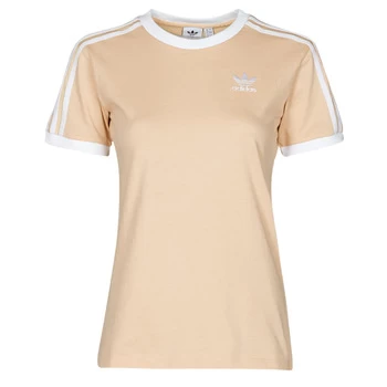 Image of adidas 3 STRIPES TEE womens T shirt in Orange - Sizes UK 6,UK 8,UK 10,UK 12,UK 14,UK 16,UK 18