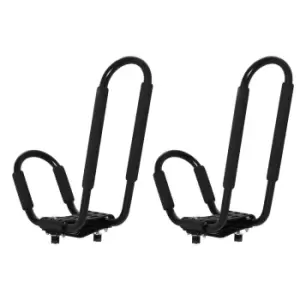Image of Homcom 2 Pieces Kayak Roof Rack Universal Mount Cross Bar Carrier For Boat Black
