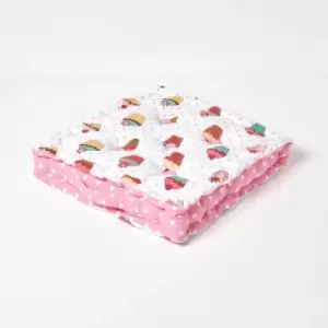 Image of Cotton Cup Cakes Floor Cushion, 50 x 50cm - Pink - Homescapes