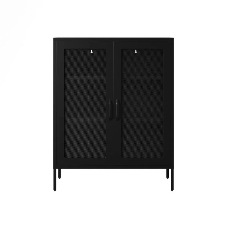 Image of Lemon Pavilion Furniture Reuben Storage Cabinet - Steel/Mesh - Black - Flat Packed Black Unisex