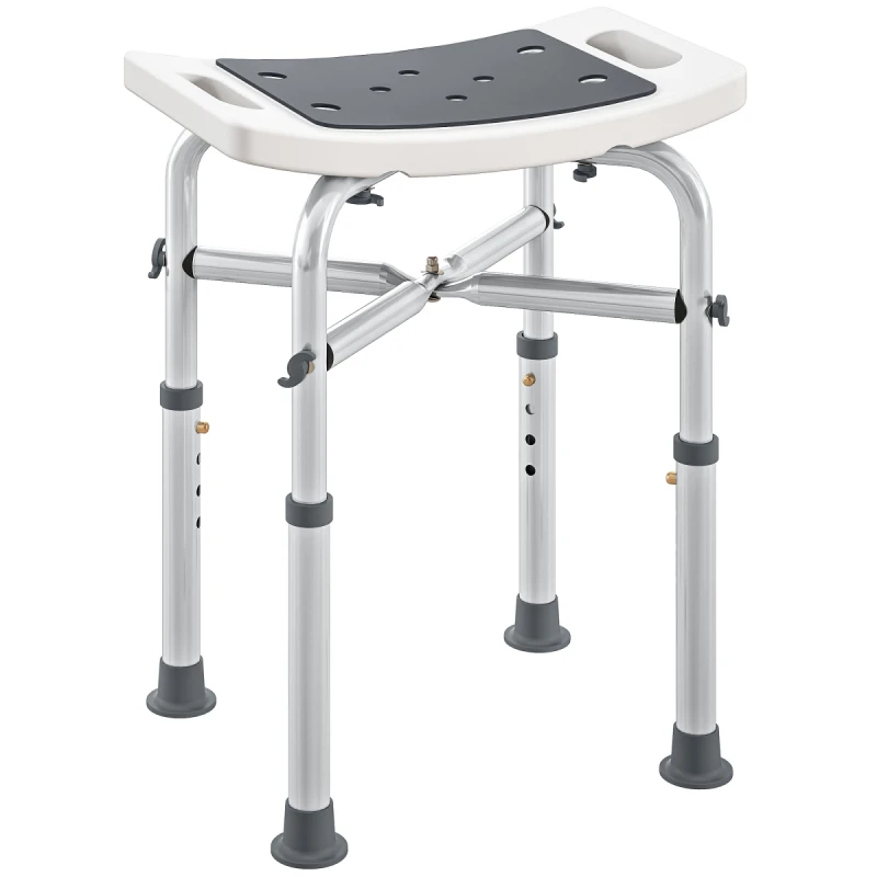 Image of HOMCOM HOMCOM Adjustable Shower Stool with Foot Pads for Elderly Disabled - grey