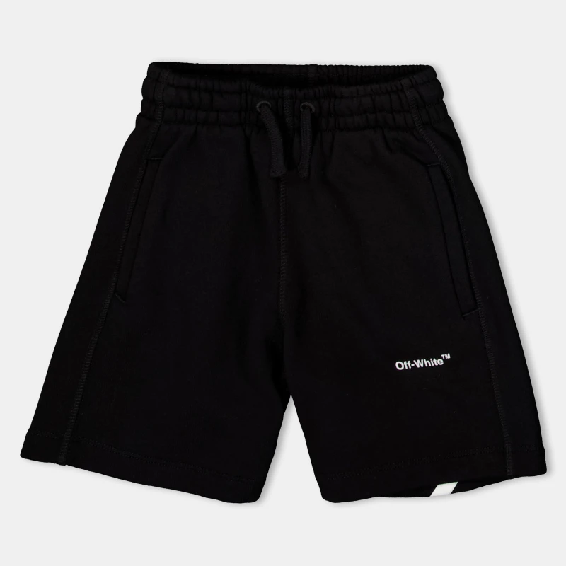 Image of Off White Kids Fleece Jogger Shorts Black/White male 6Y