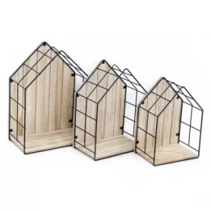 Image of Wood & Wire House Shaped Display Units, Set of 3