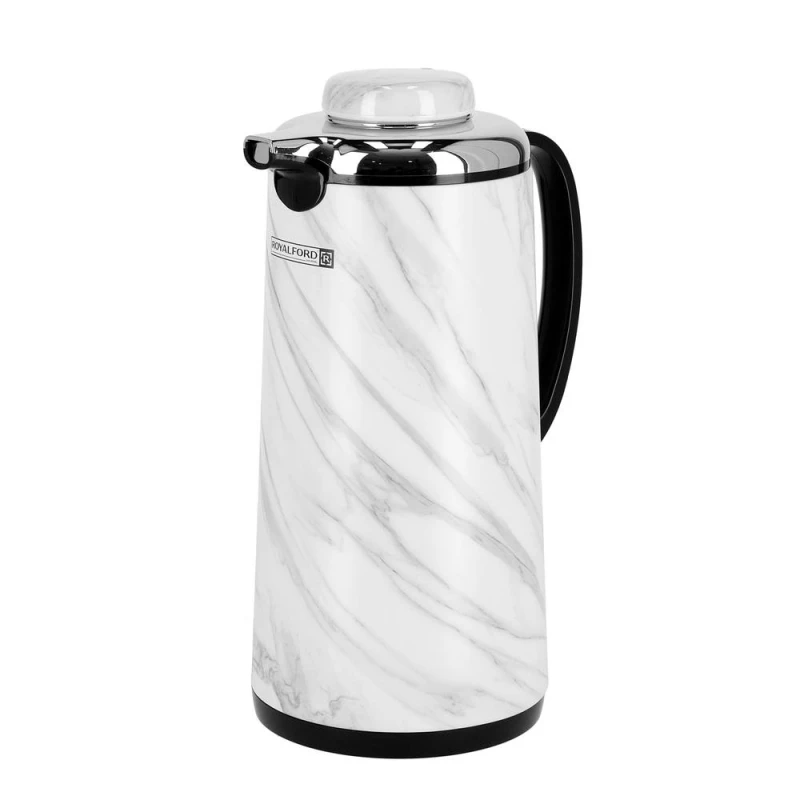 Image of Royalford Marble Vacuum Flask Double Walled Insulated Tea Carafe 1300ML/44OZ Jug White unisex
