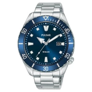 Image of Pulsar PG8303X1 Mens Stainless Steel Bracelet Watch Sports Divers Inspired Blue Dial 100M