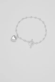 Image of Sterling Silver 925 T Bar Puff Heart Bracelet