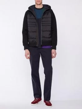 Image of Ps Paul Smith Mixed Media Padded Hooded Jacket - Black