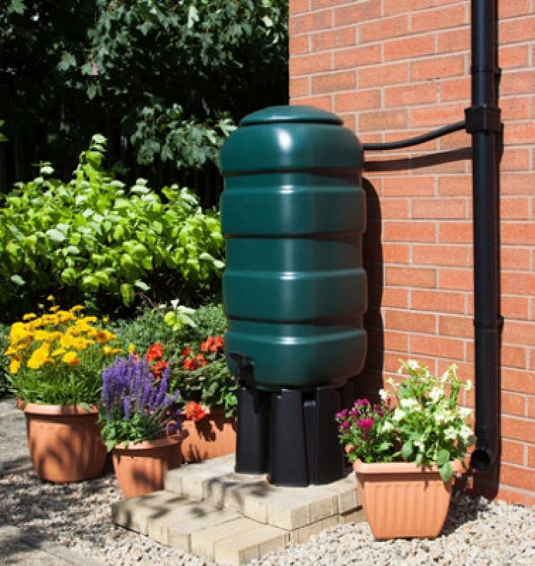 Image of Whitefurze 100L Water Butt Kit with Stand - Green Green