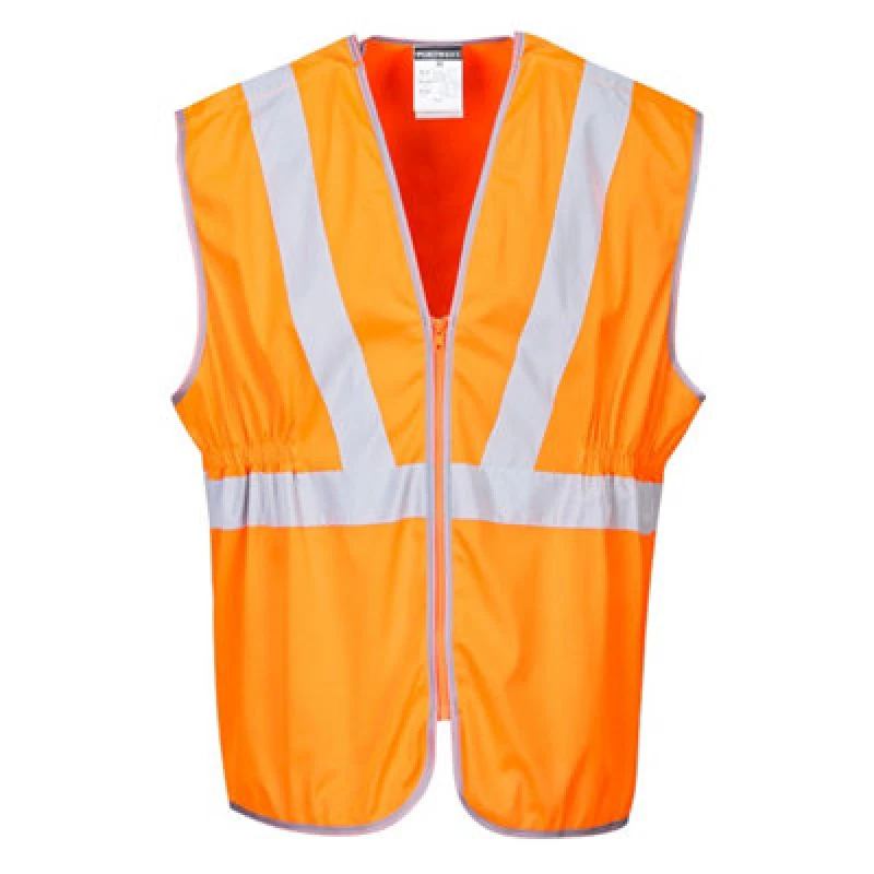 Image of Portwest Long Length RIS Rail High Vis Vest RT20ORR4XL Colour: Orange