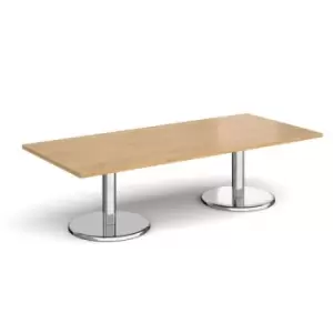 Image of Pisa rectangular coffee table with round chrome bases 1800mm x 800mm - oak