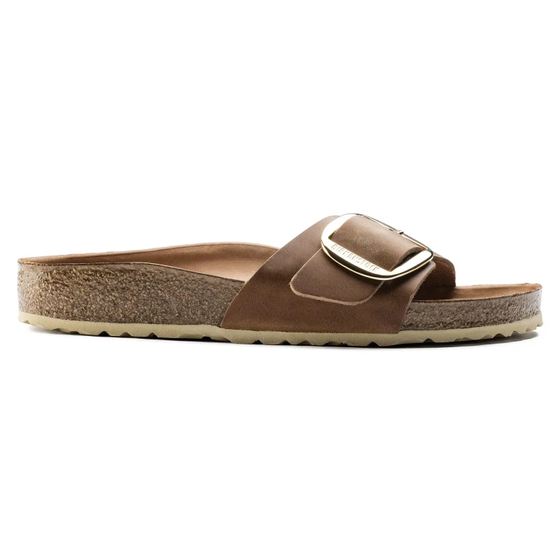 Image of Birkenstock Womens sandals Birkenstock Madrid Big Buckle Natural Leather Oiled Rouge Female 37 Etroit