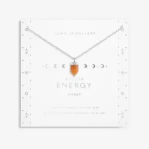 Image of Affirmation Crystal Energy Amber Silver 46cm + 5cm Necklace 6145