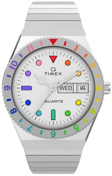 Image of Timex TW2V66000 Womens Q Rainbow White Dial / Stainless Watch