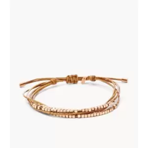 Image of Fossil Womens Sadie Dainty Rondel Slider - Beige / Brown / Rose Gold