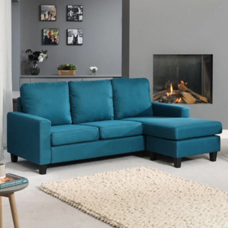 Image of Modbury Reversible Fabric Corner Sofa - Teal