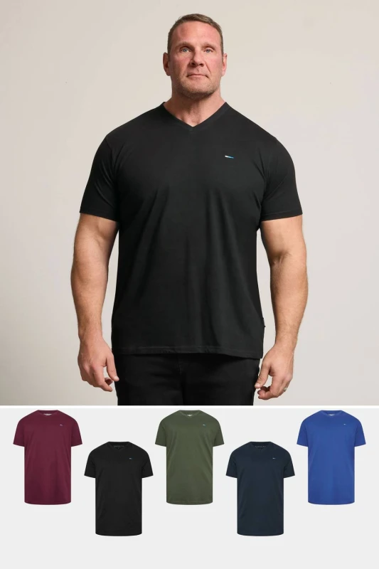 Image of BadRhino Mens 5 Pack V-Neck T-Shirts Size: 4XL Multicolor Male 4XL