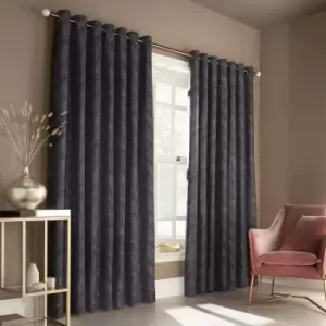 Image of Himalaya Jacquard Eyelet Curtains Navy