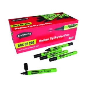 Image of Show-me Drywipe Marker Medium Tip Slim Barrel Black (Pack of 200) CP200