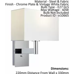 Image of Loops - Wall Light & Shade Chrome Plate & Vintage White Fabric 60W E27 gls e10665