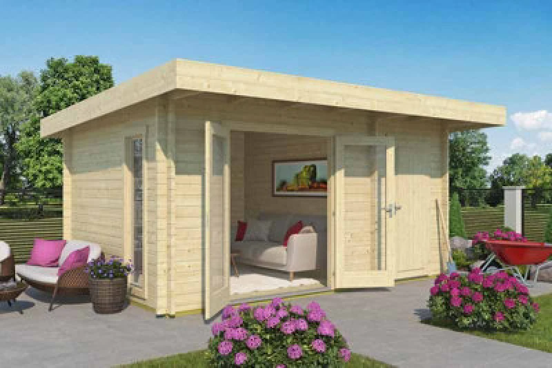 Image of Lasita Maja Chameleon 44-Log Cabin, Wooden Garden Room, Timber Summerhouse, Home Office - L510 X W410 X H233.7 Cm