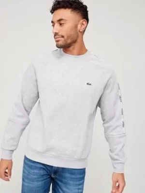 Image of Lacoste Lacoste Taping Crew Neck Sweat, Grey Size M Men