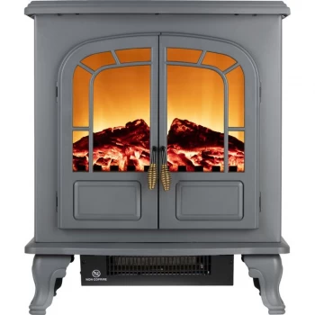 Image of Warmlite Wingham WL46019G Log Effect Electric Stove With Remote Control - Grey