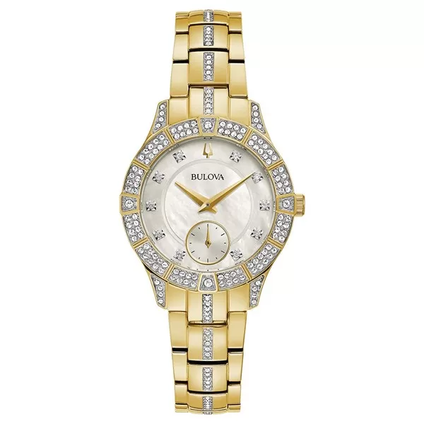 Image of Bulova Crystal 98L283 Gold Plated Bracelet Watch - W83156
