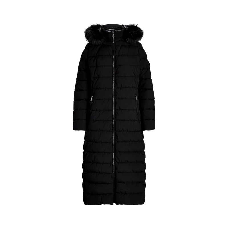 Image of Lauren by Ralph Lauren Longline Puffer Coat - Black 8