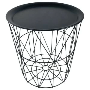 Image of Geometric Black Wire Circular Tray Table