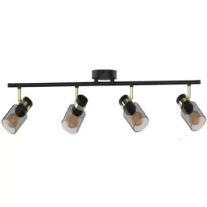 Image of Asti Bar Pendant Ceiling Light, Matt Black, Gold, 4x E14