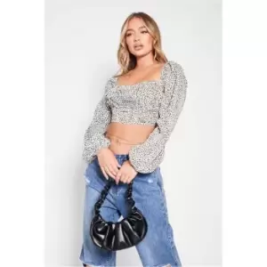 Image of I Saw It First Cream Printed Woven Ruched Detail Milkmaid Top - White