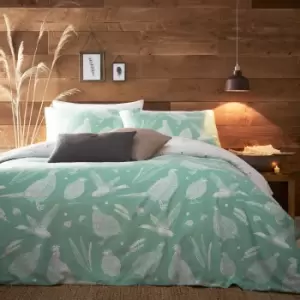 Image of Moorland Birds Duvet Cover Set Green / King