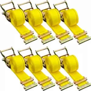 Image of VEVOR E-Track Ratchet Strap, 8 Pack 2" x 15' E Track Straps 4400 lbs Breaking Strength, w/ Polyester Webbing & Spring Fitting & Ratchets, Durable Tie-
