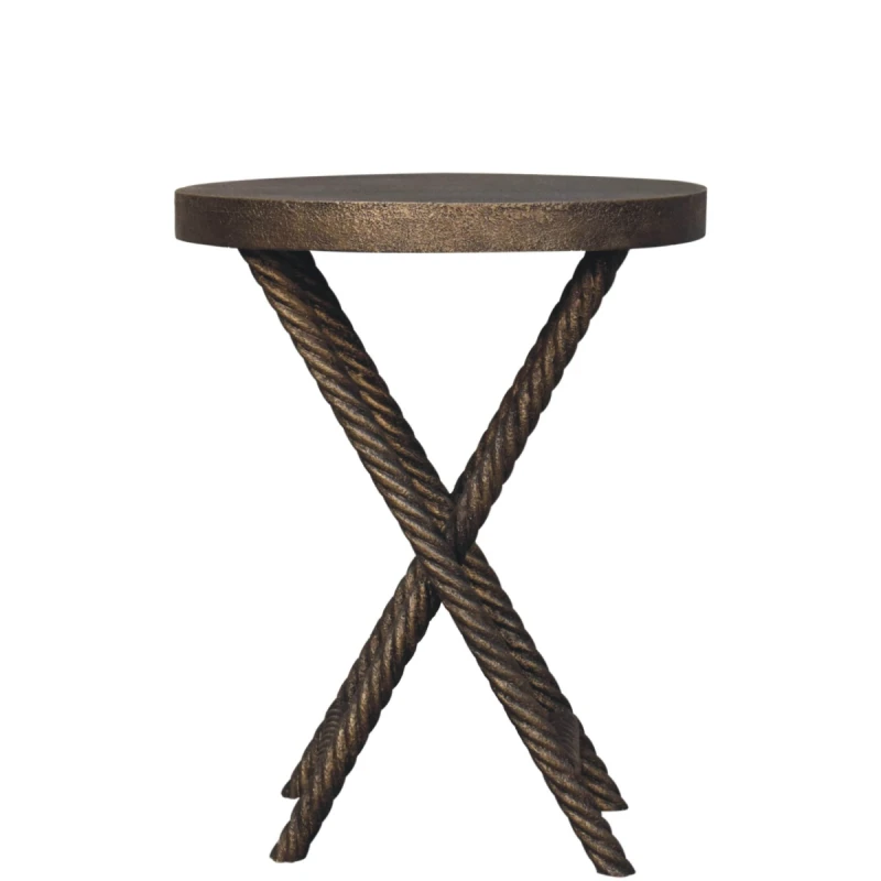 Image of Artisan Furniture Artisan Furniture Solid Wood Metallic Rope Side Table