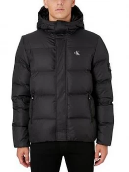 Image of Calvin Klein Jeans Hooded Down Padded Jacket - Black