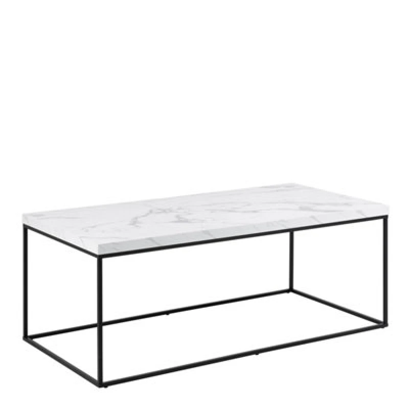 Image of Furniture To Go Barossa Coffee Table With White Marble Carrara Top & Black Steel Base 110X55X45Cm