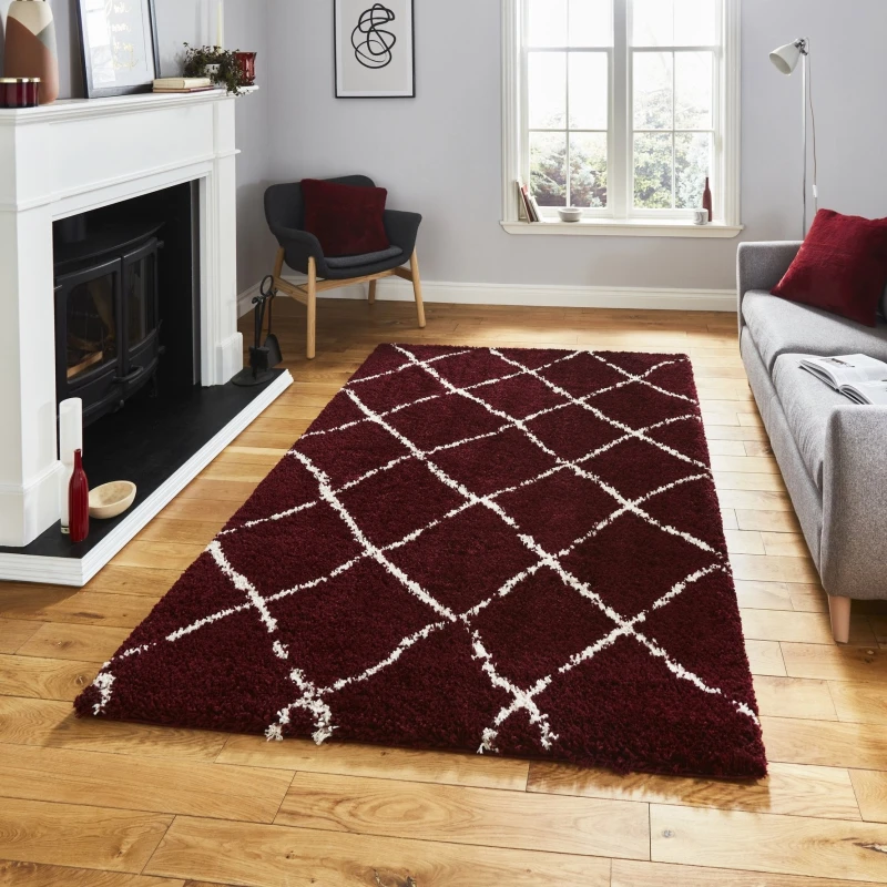 Image of Scandi Berber G257 Rug Red Cream